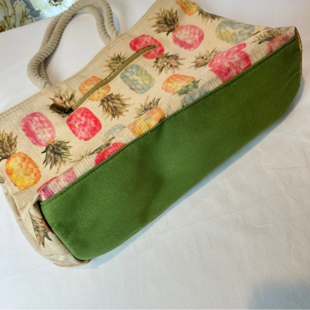 Sun n Sand Paul Brent Signed Colorful Pineapple Tote‎ Bag